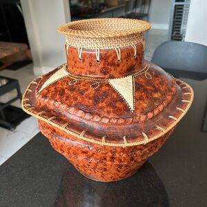 Handcrafted terracotta 14”x14” large table vase